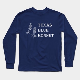 Texas Bluebonnet, Bluebonnet, Texas Lupine, Buffalo Clover, Wolf Flower, line art illustration Long Sleeve T-Shirt